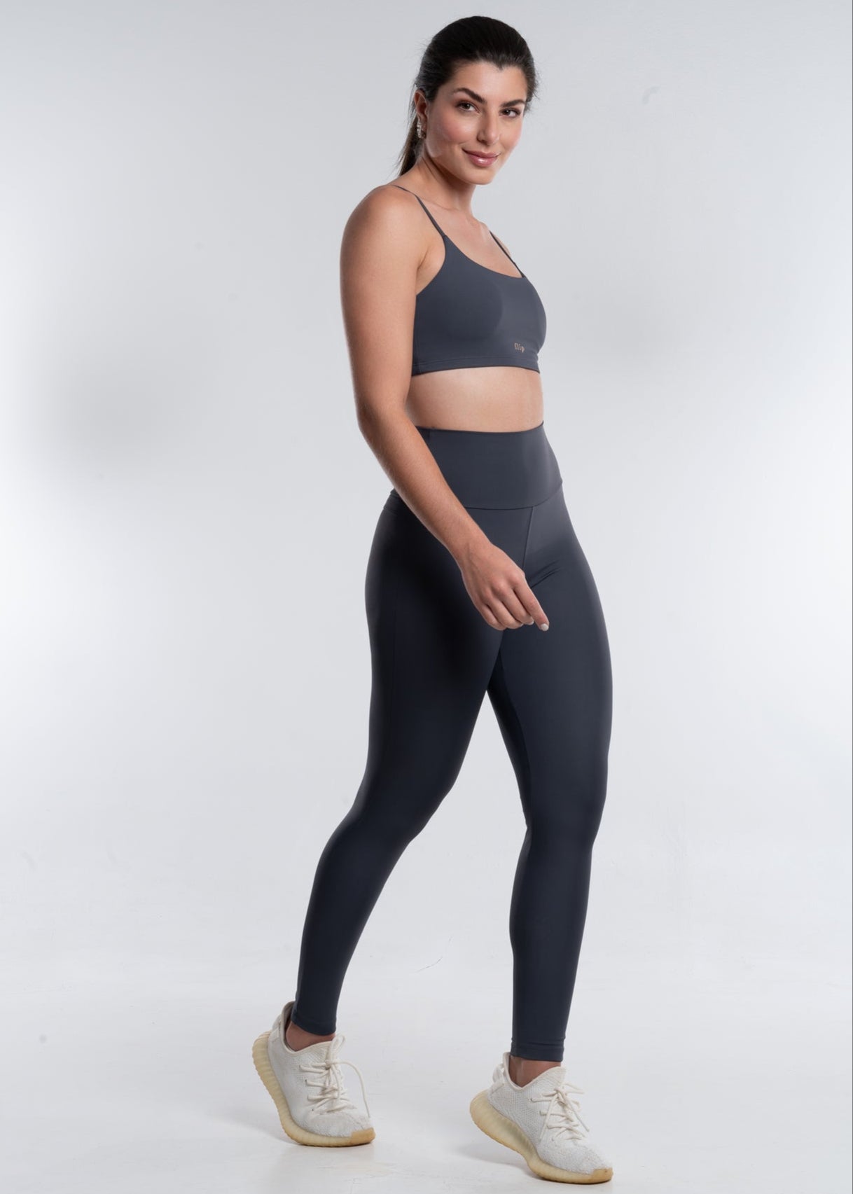 Legging Cós Alto Cinza