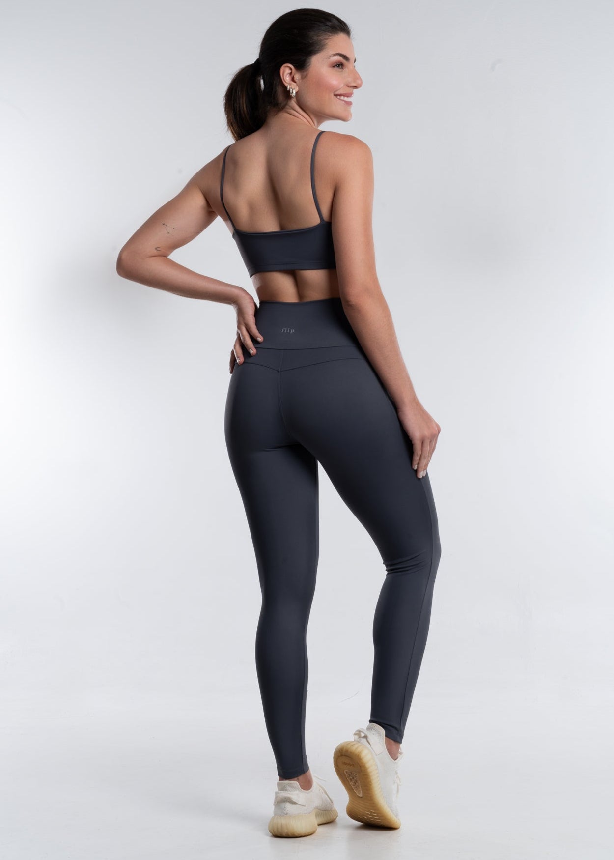 Legging Cós Alto Cinza
